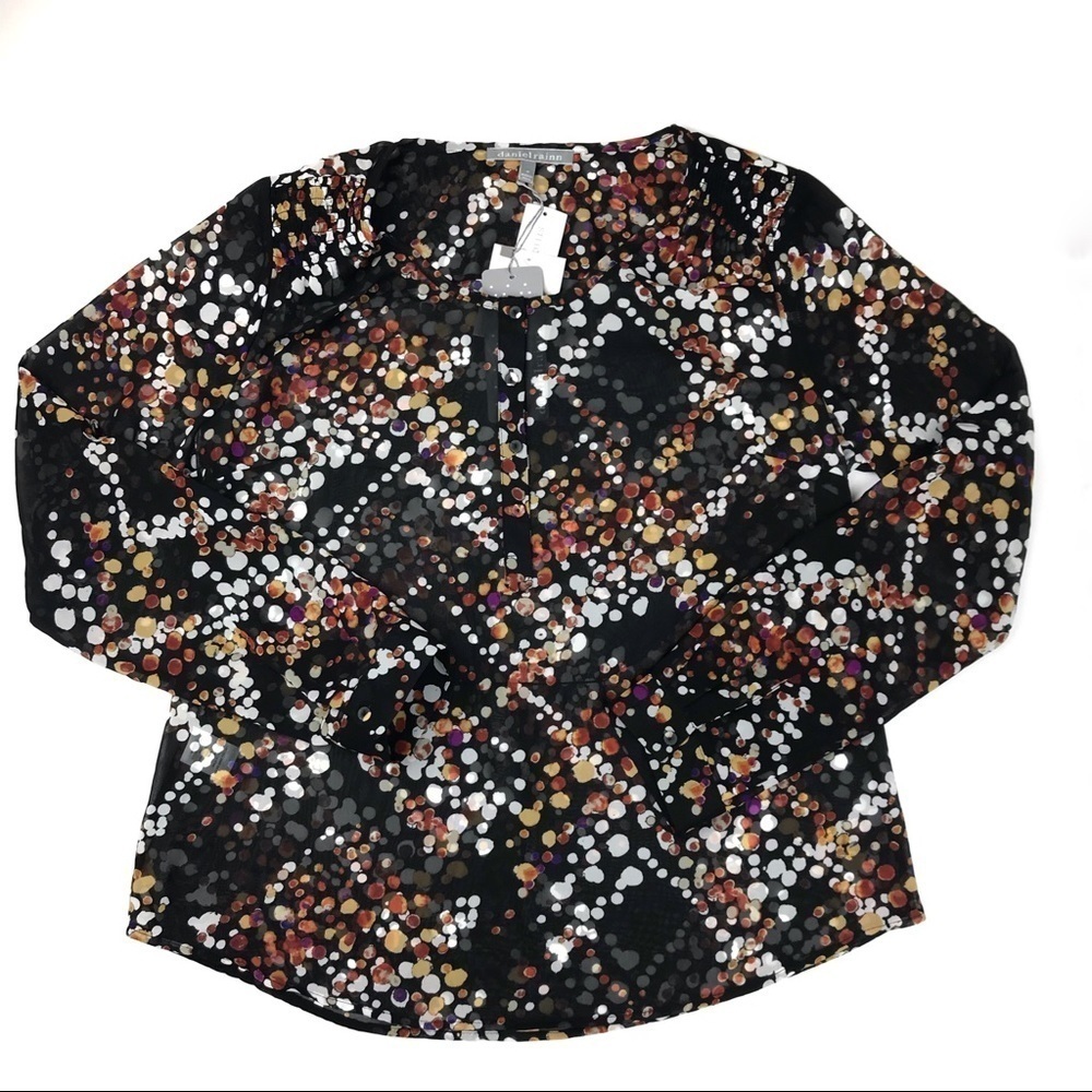 STICHFIX DANIEL RAINN Condor Henley Sheer Blouse NWT M